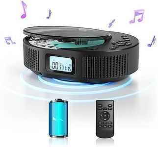 Desobry Lecteur CD Portable, amélioré Lecteur CD Portable 2 en 1 et Haut-Parleur Bluetooth, Lecteur CD Boombox Rechargeable pour Voiture/Maison avec télécommande, Radio FM