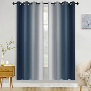 COSVIYA Tende e tendaggi Ombre blu navy tende 182,9 cm di lunghezza, 2 pannelli, con occhielli, oscuramento della luce, isolamento termico, sfumature, tende per camera da letto/soggiorno, 132 x 183 cm