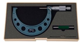 Mitutoyo 103-218 Outside Micrometer, Baked-Enamel Finish, Ratchet Stop, 3-4" Range, 0.0001" Graduation, Plus /-0.00015" Accuracy