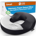 Donut Cushion Haemorrhoids Pillow – 100% Memory Foam Cushions with Non-Slip Bottom – Doughnut Ring To Sit On - Orthopedic Firm Seat for Home, Office, Wheelchair – Coccyx Pain Pressure Relief