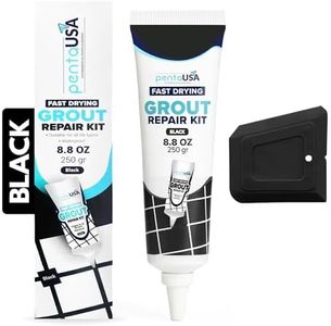 PentaUSA Tile Grout Repair Kit - Black Grout Filler, Triple Protection, Fast Drying Formula Restores and Renews Grout Lines with Grout Float (Black, 8.8oz / 250gr)