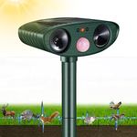 Ultrasonic Cat Repeller, Solar Powered Animal Scarer Repellent Cat Deterrents for Gardens with PIR Motion Sensor, Waterproof Animal Deterrent Pest Repeller for Cats, Dogs, Wild Animals