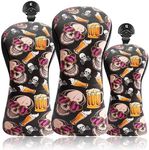 FINGER TEN Golf Club Head Covers Wood Driver Fairway Hybrid Rescue Putter, Golf Club Covers Woods Novelty Synthetic Leather with Interchangable No.Tag for Men Women Kids (Yellow-3 Pack)