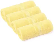 Melissa Linen, 4 Piece Washcloths, 12x12 in Turkish Soft Wash Cloth Set, Small Hand Towels, Rags for Face and Body, (Light Yellow Washcloths)