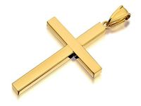 F.Hinds 9ct Yellow Gold Classic Cross 30mm Pendant Necklace Jewelry Men Gift New