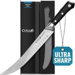 Cutluxe Butcher Knife – 10″ Cimeter Breaking Knife, Razor Sharp Forged High Carbon German Steel, Full Tang Carving Knife, Ergonomic Handle Design, Grilling Gifts for Men – Artisan Series