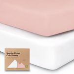 2-Pack Organic Crib Sheets for Boys, Girls - Jersey Fitted Crib Sheet, Baby Crib Sheets Neutral, Crib Mattress Sheet, Cotton Crib Sheets, Breathable Crib Sheet, Baby Mattress Sheets (Rose)