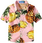 Big Boys Hawaiian Shirt, Kids Hawaiian Shirt, Boys Cotton Beach Shirt Tropical Short Sleeve Button Up Shirts (Medium, Pink)
