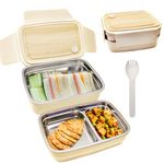 FunBlast Insulated Lunch Box for Kids - Stainless Steel, Tiffin Box with Spoon, Leak-Proof Lunch Box, Double Layer Lunch Box with Fork, Bento Lunch Box for Kids - 1400 ML