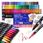 Artecho 72 Dual Tip Brush Pens，Colouring Pens brush pens for Adult，Colouring Books，Calligraphy，Drawing，Sketching, nylon tip for Artists，Beginners