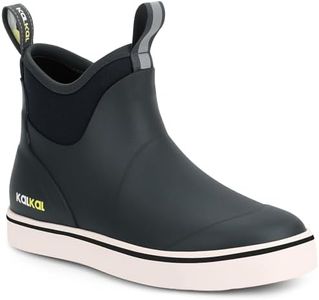 Kalkal Women's Deck Boots, Waterproof Ankle Rain Boots Fishing Boots with High Traction, Women's Rubber Boots For Gardening Fishing Boating Camping(Carbon Black,Size10)