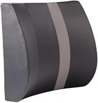 HealthSmart Lumbar Support Pillow, Back Pillow, Office Chair Pillow with Insert and Strap, Black with Gray Stripe, 14 x 13 Inches