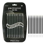 Pentonic 0.6mm Gel Pen & Refill Combo | Black Body | Black Ink | 10 Pcs Pens with 10 Pcs Refills