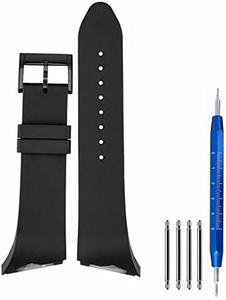 Kevisae Hamilton Men's H24655331 Ventura Black/Red Rubber Silicone Watch Band - Hamilton H24655331 Rubber Watch Band Strap