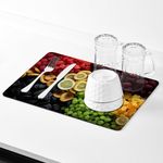 KitchenRaku Draining Board Mats, 40X30CM Super Absorbent Dish Drying Mat for Kitchen Counter, Quick Dry Coffee Mat with Non Slip Rubber Backed for Sink Dish Rack Worktop Drainer Mat