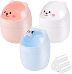 SHAIDOJIO 3PCS Cute Desk Bin with 180pcs Trash Bags, Creative Mini Desktop Bin with Flip Lid, Plastic Kawaii Small Desktop Trash Can Tiny Tea Bag Bin for Bathrooms Bedrooms Offices Dressing Table
