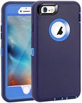 Maxcury Crosstreesports iPhone 6 Case iPhone 6s Case Heavy Duty Shockproof Series Case for iPhone 6/6S (4.7")-V2 with Built-in Screen Protector Compatible with All US Carriers - Navy and Blue