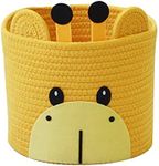 T&T Homewares - Small Woven Cotton Rope Storage Basket, Collapsible Organizer Basket, Clothes | Pet Gift Basket | Nursery Organizer- D25xH20 (Giraffe)