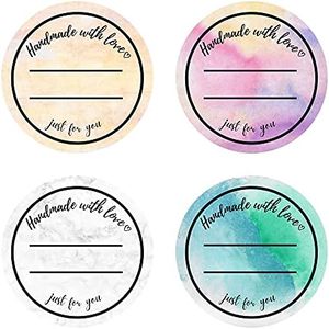 Mobiusea Creation Handmade with Love Labels Roll | 2 inch Round Cut | 500 Labels for Homemade Goods, Handmade Stickers, Small Business Supplies, Soap Candle Canning Supplies