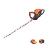 Yard Force 40V Cordless Hedge Trimmer with 60cm Cutting Length - Part of GR 40 Range with Lithium-Ion Battery and Charger - LH G60