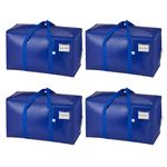 VENO 4 Pack Extra Large Moving Bags with Zippers & Carrying Handles, Heavy-Duty Storage Tote Moving Boxes for Space Saving (Blue-4 Pack)