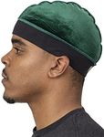 Veeta Superior Wave Cap - Soft Velvet Fabric | Maximum Compression Wave Cap | Soft Elastic Headband | Silky Polyester Liner (Money Green)
