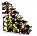 Classic Understairs Black Stained Wood and Black Metal Wine Rack Ready Assembled