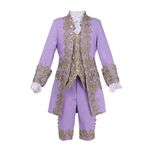 Victorian Costume Men's Rococo Costume Suit Prince Cosplay Costume for Halloween (L, Purple)