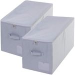 Pack of 2,Stackable Folding Rigid Storage Boxes for Bedding, Sweaters, Garment, Fits Most Shelves, Closet, Light Gray