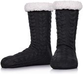 SDBING Men Super Soft Warm Cozy Fuzzy Fleece-Lined Winter Slipper Socks (Dark Blue)