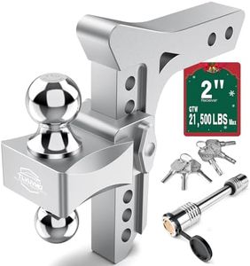 Tlvuvmo Drop Hitch -8 Inch Adjustable Trailer Hitch (Fits 2-Inch Receiver), 21,500 LBS GTW Heavy Duty Truck Hitch, Aluminum Tow Hitches, (2'' & 2-5/16'') Chrome Steel Tow Balls & 2 Anti-Theft Locks