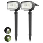 Solar Garden Lights, 43LED Solar Motion Sensor Lights Outdoor Solar Landscape Spotlights 650LM, Cold White 6500K IP65 Waterproof Wireless Solar Powered Spot Lights for Yard Driveway Walkway 【2 Pack】