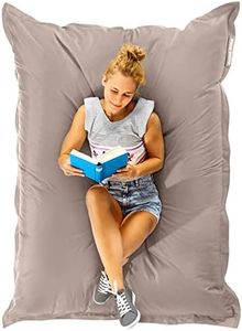 Green Bean© Indoor Pouf XXL 140x180cm 380L Enfants&Adultes Bean Bag Remplissage de Perles EPS Pouf Géant Grand Lavable Résistant aux Intempéries Lounge Chair Coussin Siège Repos Sol Beige Foncé