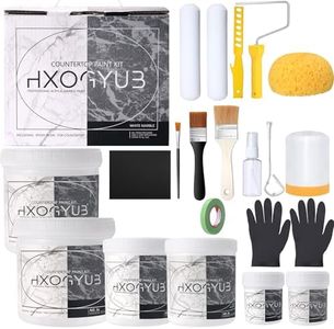 HXOGYUB White Marble Countertop Paint Kit(Including Epoxy Resin), Carrara White Epoxy Countertop Paint Kit, Cover Up to 35 SQ. FT., All-IN-ONE Set, For Marble, Granite, Formica, Laminate, Ceramic Tile etc.