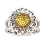 Jeulia s925 Sterling Silver Sunflower Rings Intertwined Ring Daisy Hawaiian Flower Rings for Women Halo Engagement Ring Set Bridal Anniversary with Jewelry Gift Box (8)