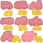 HUSAINI MART Transportation Vehicle Cookie Cutters with Plunger Stamper, 8 Piece Imprint Theme Embossing Cutter for Fondant Biscuit Pastry Cheese Cookies Baking Tool Mold.