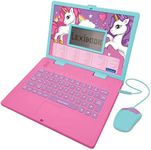 LEXiBOOK - Unicorn Educational and Bilingual Laptop Spanish/English - Toy for Children with 124 Activities to Learn Mathematics, Dactylography, Logic, Clock Reading, Play Games and Music - JC598UNIi2