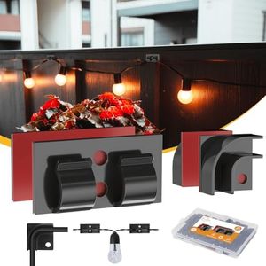 VEXON Black Cable Management Clips Kit - 25Pcs Standard 10Pcs Corner Waterproof Wire Organizers for Cords, Patio Light Hooks to Hang Outdoor String Lights, Cord Organizer for Christmas Indoor