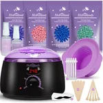 Waxing Kit -Digital Warmer Machine for Hair Removal with 4 Packs of Hard Beads & Silicone Wax Pot for Full Body, Legs, Face, Eyebrows, Bikini, Brazilian at Home Waxing Kit for Women Men