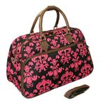 World Traveler 21-Inch Carry-On Shoulder Tote Duffel Bag, Brown Pink Damask, One Size