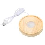 PATIKIL 4 Inch Wooden LED Light Base, Wood Light Display Base Stand Lighting with Switch for 3D Crystal Glass Aroma Stone Art, Carving Style, Warm White Light