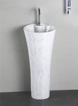 B Backline Ceramic Design Pedestal Wash Basin Free Standing Wash Basin Pedestal Basin For Living Room & Bathrooms 15 x 15 x 34 Inches