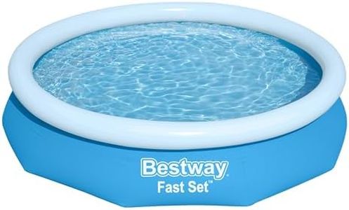 Bestway Fast Set 10' x 26" Above Ground Pool, Round Inflatable Ring Top Outdoor Swimming Pool