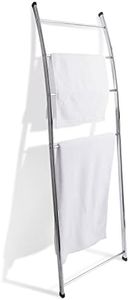 MyGift 4 Bar Chrome-Plated Bath Towel Ladder, Wall-Leaning Drying Rack Stand