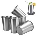 DIKEBAO 6Pcs Stainless Steel Cup 350ml Reusable Metal Beer Tumbler Stackable Drinking Cups Shatterproof Metal Tumbler Drinking Glass for Party Camping Travel Hiking Kids and Adult, 8 Oz,Silver