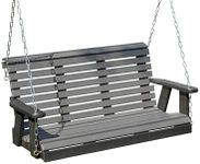 Poly Lumber Wood 5FT Porch Swing Amish Craftsmandship Made in USA HDPE with No wood fibers and 1000 lbs Limit. Stainless Steel Hardware.Signature Rollback design for Patio Outdoor Backyard Garden Park