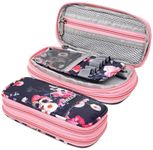 Wooum Expandable Pencil Pouch Big Pen Case Office College School Large Storage High Capacity Pouch Holder Organizer (Flower)