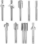 Caelum 10 Pcs HSS Router Carbide Engraving Bits, 1/8"(3mm) Shank, Milling Cutter Bit Set, Rotary Tools Set, for Dremel Tool Accessories, Tools for DIY Woodworking, Edge Grooving, Drilling, Trimming