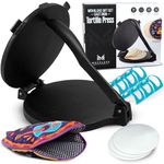 Movaluxe - Tortilla Press - Complete set with a Tortilla Warmer, Tortilla Holders, Parchment Paper - Roti Maker - Chapati Maker