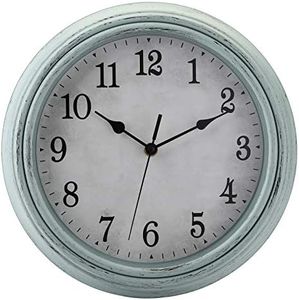 Jucoan 12 Inch Vintage Wall Clock, Silent Non-Ticking Round Clock Battery Operated, Rustic Decorative Wall Clock for Living Room Farmhouse Kitchen Bedroom Office Classroom School, Teal Finish